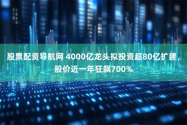 股票配资导航网 4000亿龙头拟投资超80亿扩建，股价近一年狂飙700%